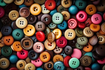 Fototapeta premium Collection of different multi colored buttons.