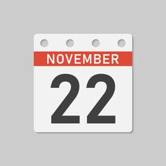 Icon page calendar day - 22 November