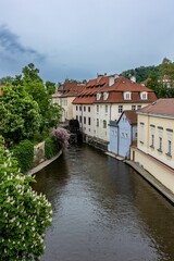 Fototapeta na wymiar Scenic view of the Certovka Canal in Prague, the Czech Republic.
