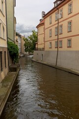 Fototapeta na wymiar Scenic view of the Certovka Canal in Prague, the Czech Republic.