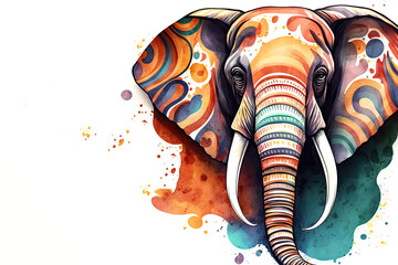 elephant head watercolor illustration style