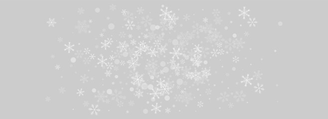 Gray Snowflake Vector Panoramic Grey Background.