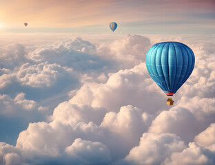 hot air balloon above clouds 