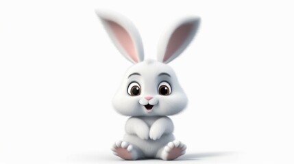 Obraz na płótnie Canvas Happy bunny cartoon isolated on white background.Generative AI