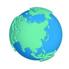Cartoon planet Earth 3d render icon on white background
