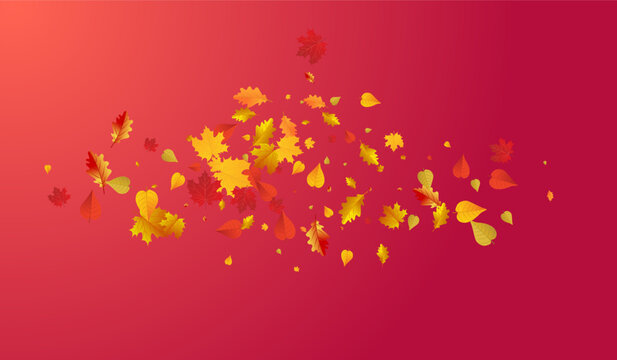 Green Foliage Vector Red Background. Tree Leaves
