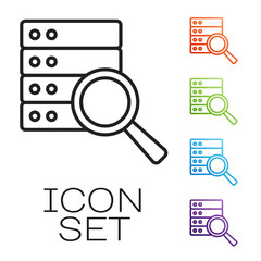 Black line Server, Data, Web Hosting icon isolated on white background. Set icons colorful. Vector