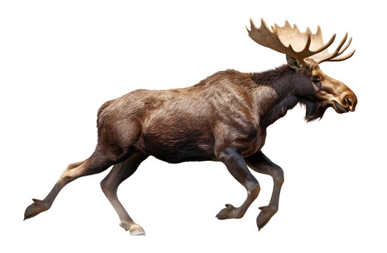 moose running side profile view isolated on transparent background