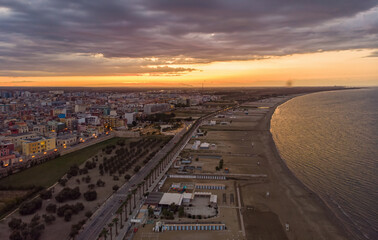 Aerial drone view, Castello Svevo, Trani region, Barletta,