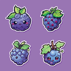 blackcurrant sticker cool colors kawaii clip art illustration