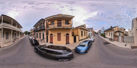 360 vr equirectangular image of historic architecture New Orleans French Quarter