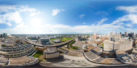 Aerial drone 360 vr photo Downtown New Orleans LA USA circa 2023