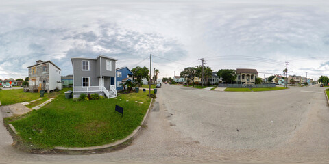 360 equirectangular photo residential homes on Galveston Island Texas