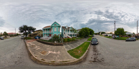 360 equirectangular photo residential homes on Galveston Island Texas