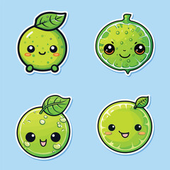 lime sticker cool colors kawaii clip art illustration