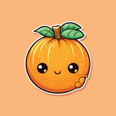 orange sticker cool colors kawaii clip art illustration