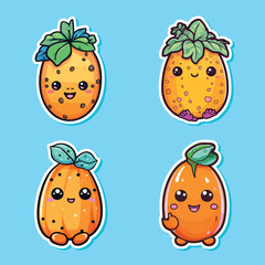 papaya sticker cool colors kawaii clip art illustration