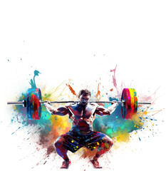 Weightlifting athlete sport colorful illustration poster - obrazy, fototapety, plakaty