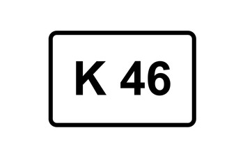 Illustration eines Kreisstraßenschildes der K 46 in Deutschland	