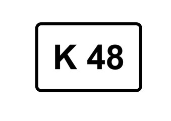 Illustration eines Kreisstraßenschildes der K 48 in Deutschland	