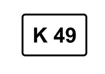 Illustration eines Kreisstraßenschildes der K 49 in Deutschland	