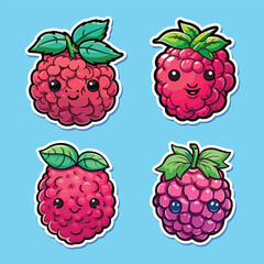 raspberry sticker cool colors kawaii clip art illustration2