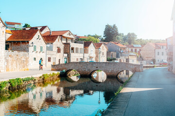 Obraz premium Bridge over channel in Vrboska, island of Hvar in Dalmatia, Croatia
