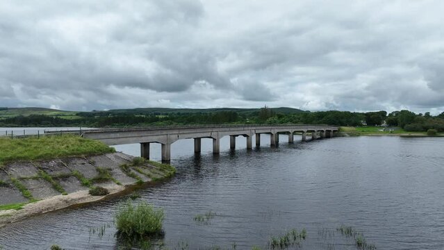 road bridges over blessington lake reservoir in county wicklow, ireland