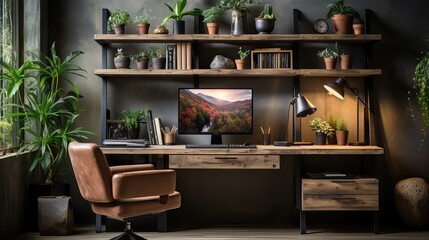 Modern work environment, home office setup