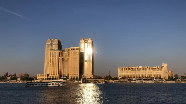 A wonderful view of the island of Zamalek in the middle of the Nile in Cairo
