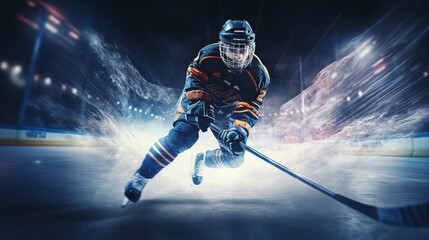 Photo of a hockey player in action on the ice