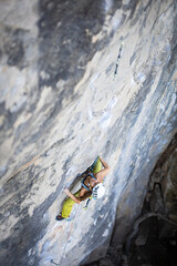 Women climbing in mountains, courage safety and determination