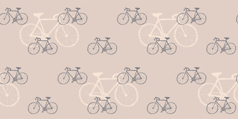 Fototapeta na wymiar Doodle style seamless pattern with bicycles