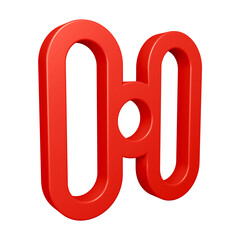 3D alphabet letter h in red color for education and text concept