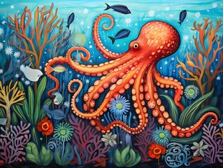 Obraz premium Kunst der Cephalopoden: Ein faszinierender Oktopus