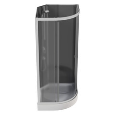 The shower cabin is isolated on a transparent background, 3D illustration, and a CG render