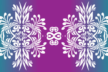 Fototapeta na wymiar Luxurious nature batik ethnic dayak gradient flower and leaf art design for wedding presentation template 