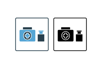 First Aid Kit icon. Icon related to medical tools. solid icon style. Simple vector design editable