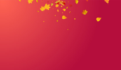 Orange Leaves Vector Red Background. Forest