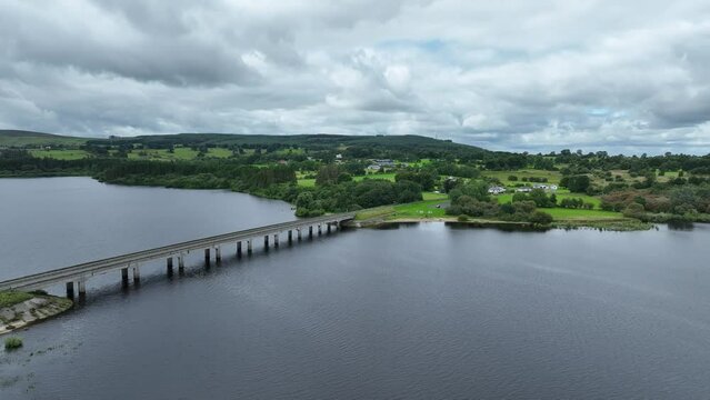 road bridges over blessington lake reservoir in county wicklow, ireland