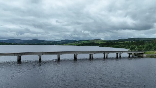 road bridges over blessington lake reservoir in county wicklow, ireland