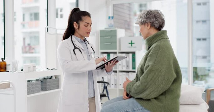 Welcome, old woman or doctor shaking hands with patient in consultation for healthcare checkup at hospital. Meeting, handshake or medical worker greeting a senior person in appointment at clinic