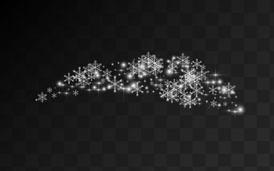 Gray Snowfall Vector Transparent Background.