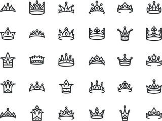 Crown logo. Vector flat crowns icons set collection.