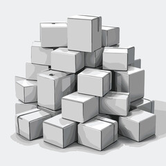 Vector illustration of a repeating pattern of white boxes on a gray background