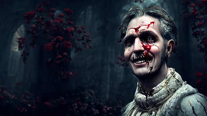 A dark fantasy character, a dark vampire traveling through the dark underworld. 4K illustration	