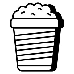 A flat design icon of popcorn bucket 