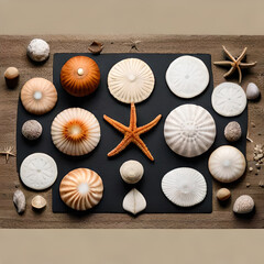 sea shells and starfish