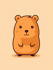 2d capybara drawing, brown capybara, capybara on beige or peach background, vector drawing, ai generative 