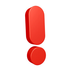 3D exclamation mark or icon design in red color